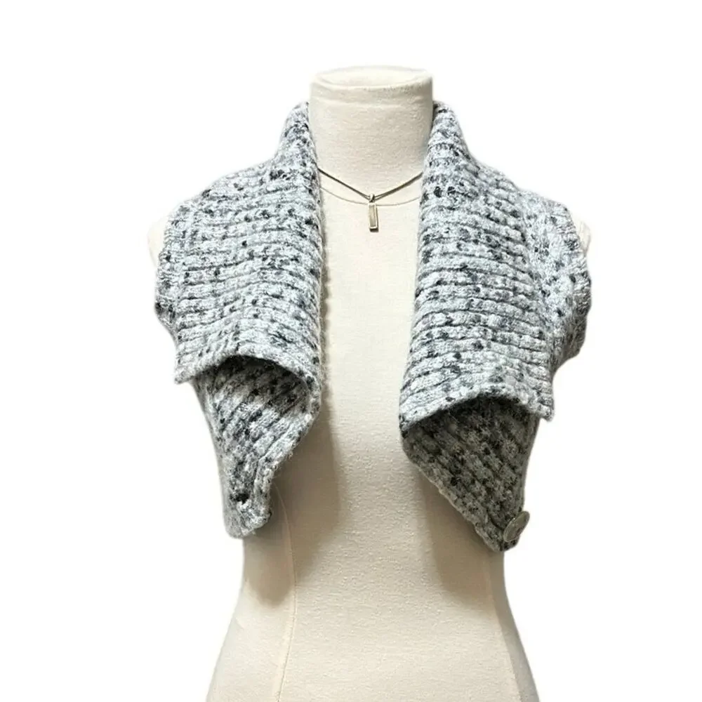 Bebe Cropped Knit Sweater Vest Gray Speckled Open Front Women's Size Small - Picture 2 of 11